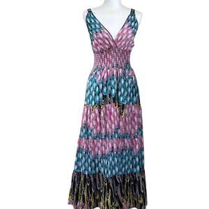 Magic maxidress, black/pink/teal, bohemian, gypsy, hippie, tropical, festival